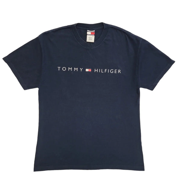 Tommy Hilfiger Navy Blue Vintage 90s T-Shirt Uk Men's Size XL