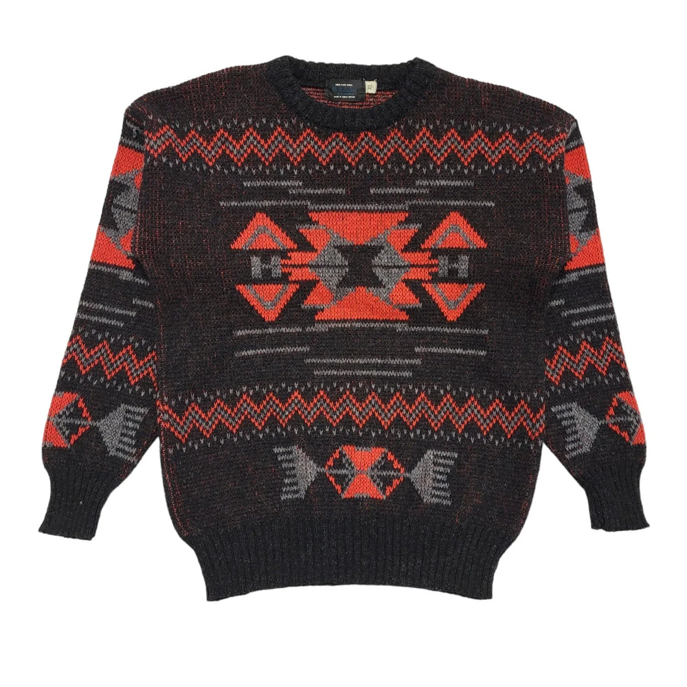 Mc Richie Vintage 80's Red & Grey Wool Jumper Mens UK Size XL