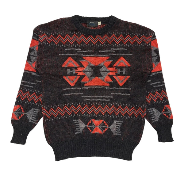 Mc Richie Vintage 80's Red & Grey Wool Jumper Mens UK Size XL