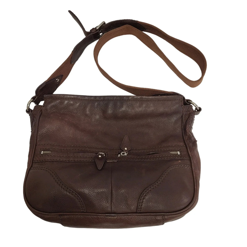 Radley Brown Zip Leather Medium Shoulder Bag Uk Women's Size 11" x 12"