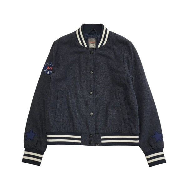 Superdry Paris Blue Snap Fasten Bomber Jacket UK Women's M BB644