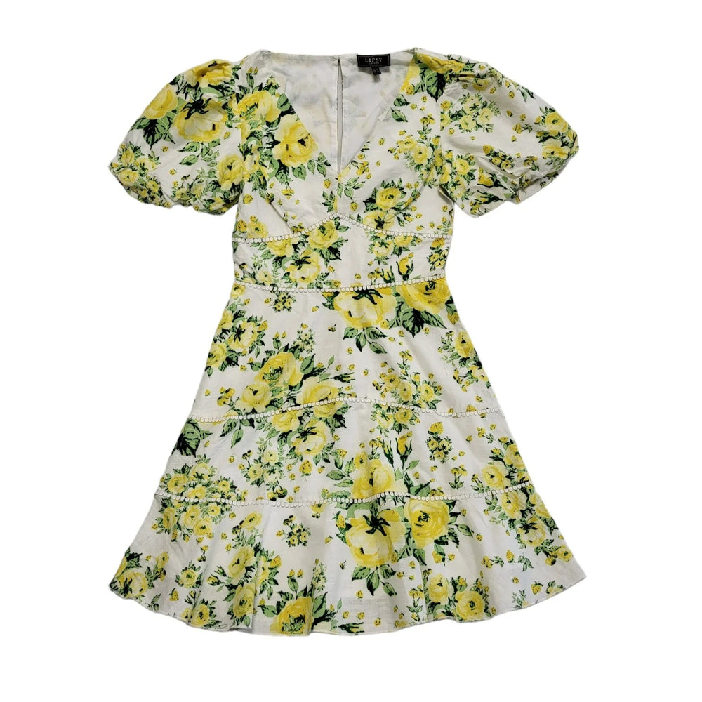 Lipsy White & Green Floral Fit & Flare  Dress Uk Women's Size 8 Bnwt DD877