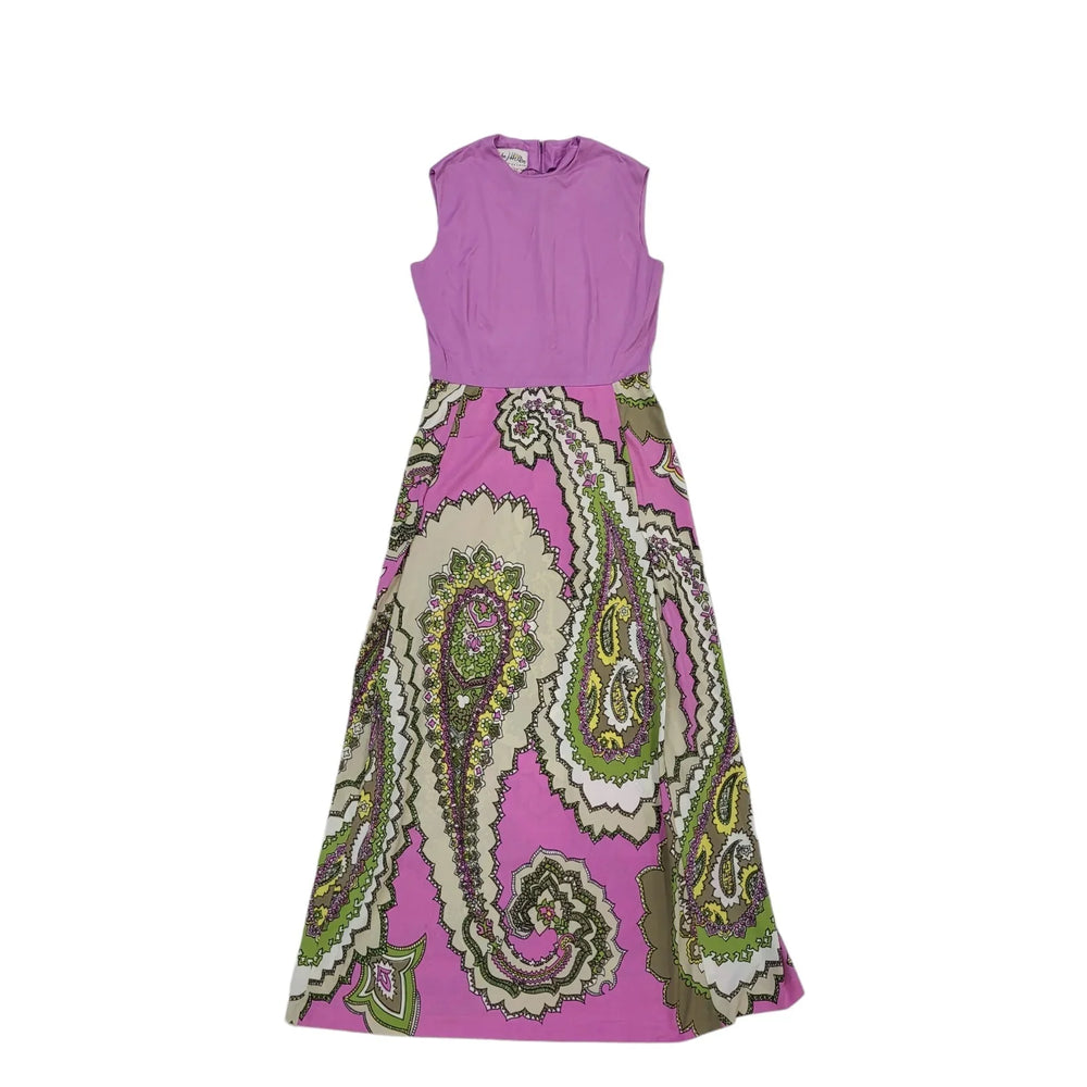 John Hilton 70s Vintage Purple Paisley Maxi Dress Women's 10