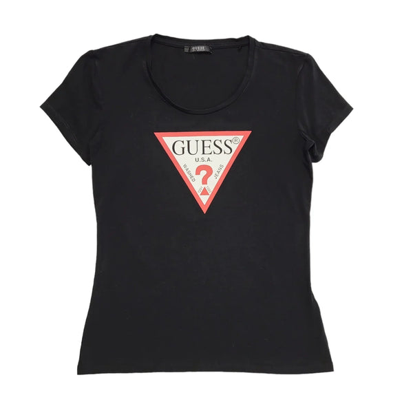 Guess Vintage Y2K  Black Short Sleeve Round Neck T-Shirt Womens UK Size 12
