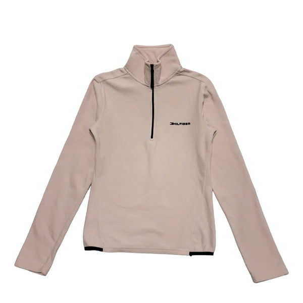 Tommy Hilfiger Vintage Y2K Pink 1/4 Zip Fleece Sweatshirt Womens UK S
