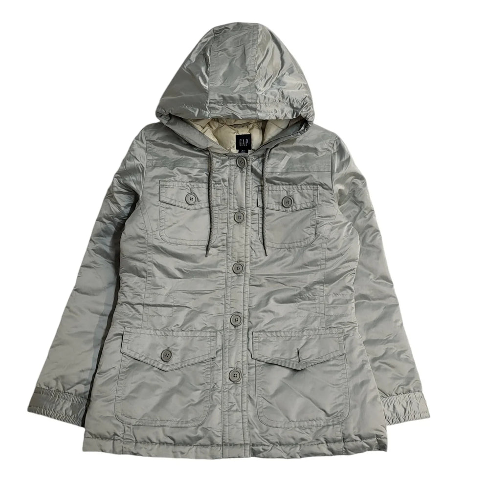 Gap Vintage Y2k Grey Hooded Jacket Uk Women's Size Medium