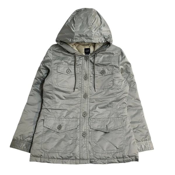 Gap Vintage Y2k Grey Hooded Jacket Uk Women's Size Medium
