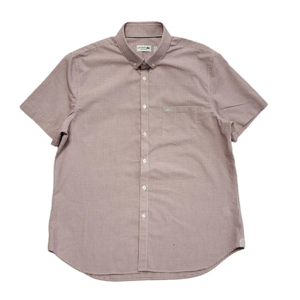 Lacoste Pink & White Check Short Sleeve Shirt Uk Men's Large EE45