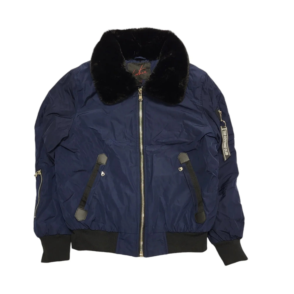 Couture Navy Blue Zipped Collared Jacket Women's UK S H621