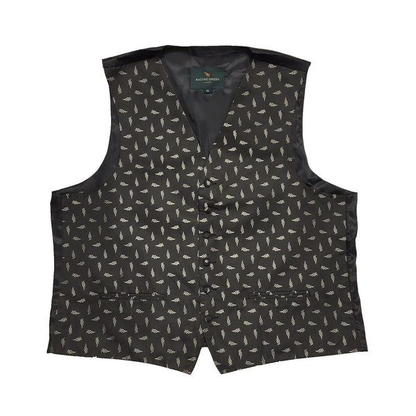 Racing Green Waistcoat Black Button Regular Fit Men's uk 2XL L280