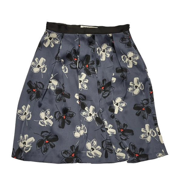 Clements Ribeiro Blue Floral Pleated Skirt Womens UK Size M 10-12 W29 EE9