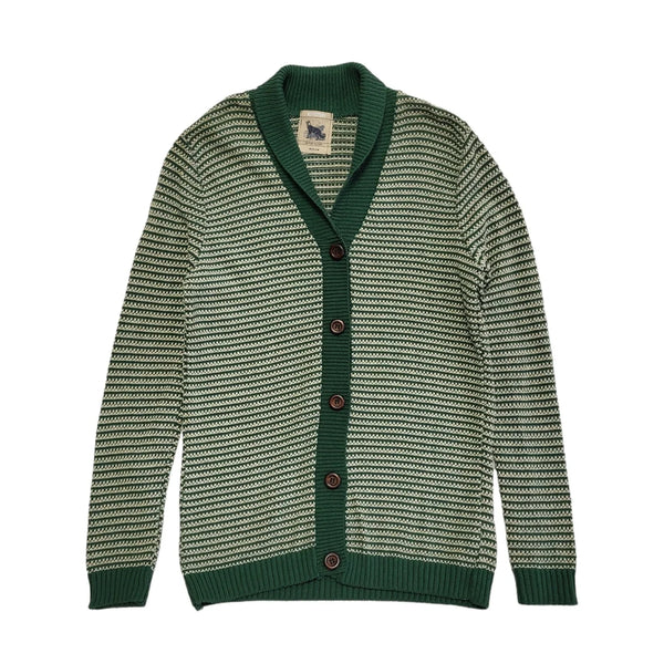 Refectory Green & Beige Button Up Cardigan Womens UK Size M CC602