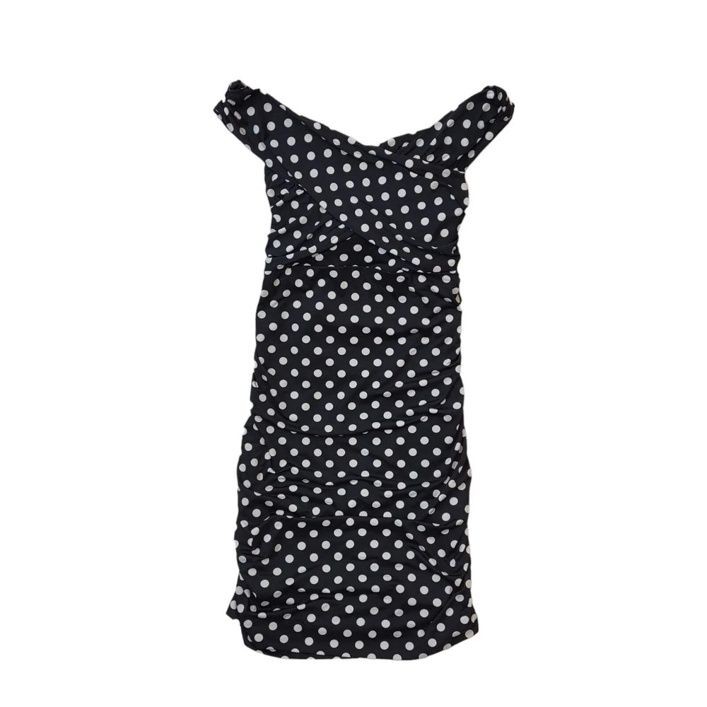 Guess Black White Polka Dot Off Shoulder Bodycon Dress Women's BNWT UK M G818