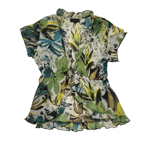 Antonino Philosophy Y2K semi sheer blouse with lettuce hem details Women's Uk 12
