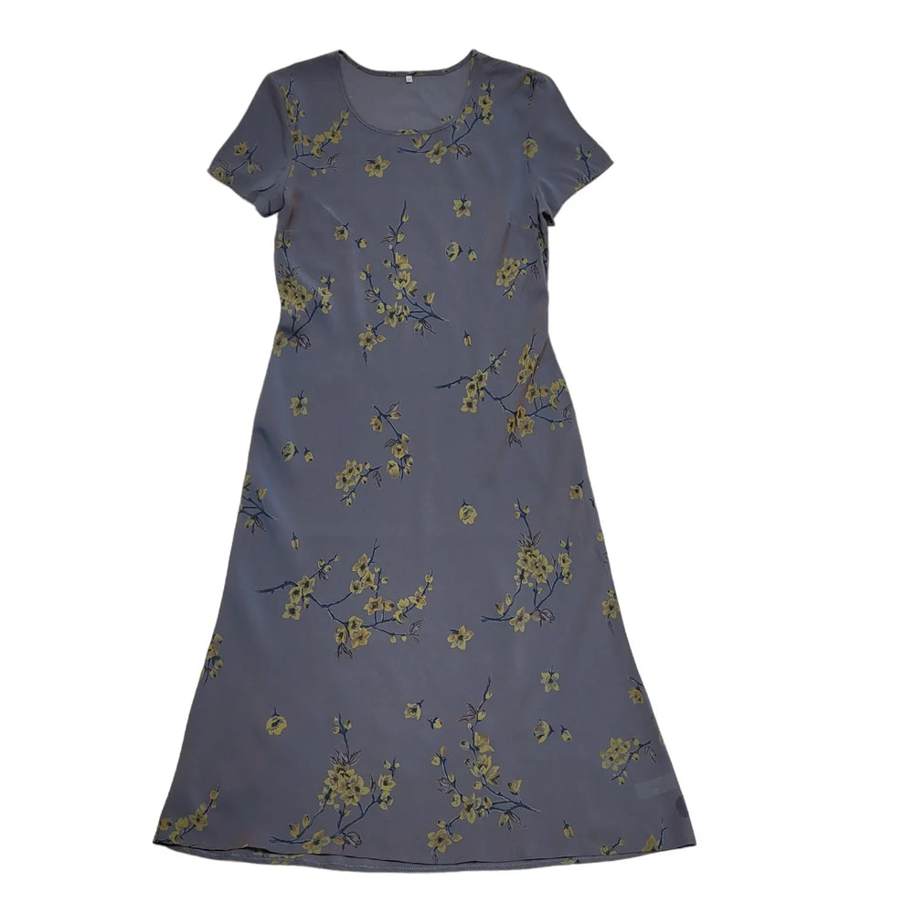 Vintage Anne Brooks 80s Petites Blue Fit & Flare Dress Women's UK 14
