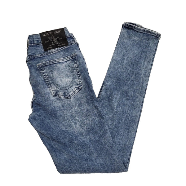 True Religion Rocco Bleached Blue Skinny Denim Jeans Uk Men's XS W28 L33 L145