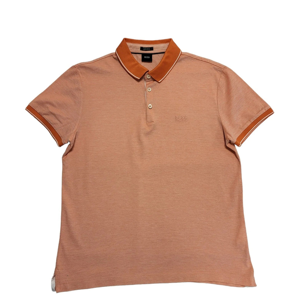 Hugo Boss Polo Top Orange Regular Fit Shirt Sleeve Mens Size Small BB444