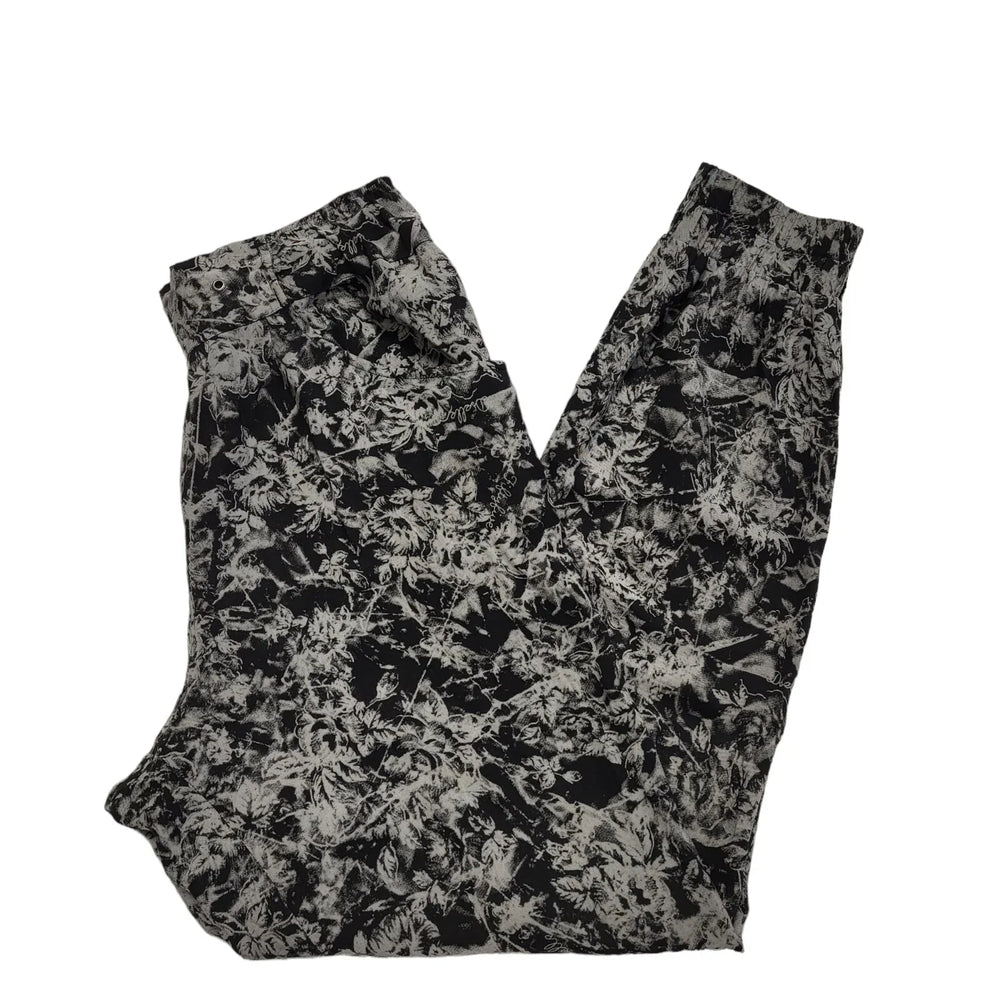 Fiftyfive Black & Grey Floral Jogging Bottoms Womens UK M/L W28-30 L29 DD714