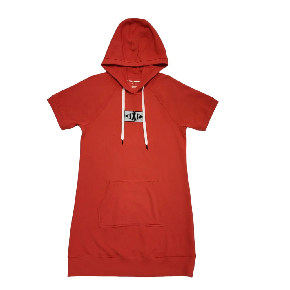 DKNY Red Short Sleeve Pullover Sweatshirt Hoodie Uk Women's Size Small DD183