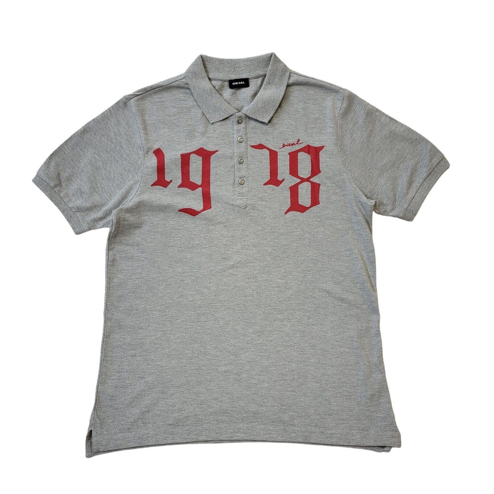 Diesel 1918 Grey Slim Fit Short Sleeve Collared Polo Shirt Men's Uk L G772