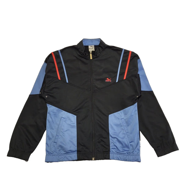 Puma Black Blue L/Sleeve Sport Tracksuit Top Jacket UK Men's Medium K317