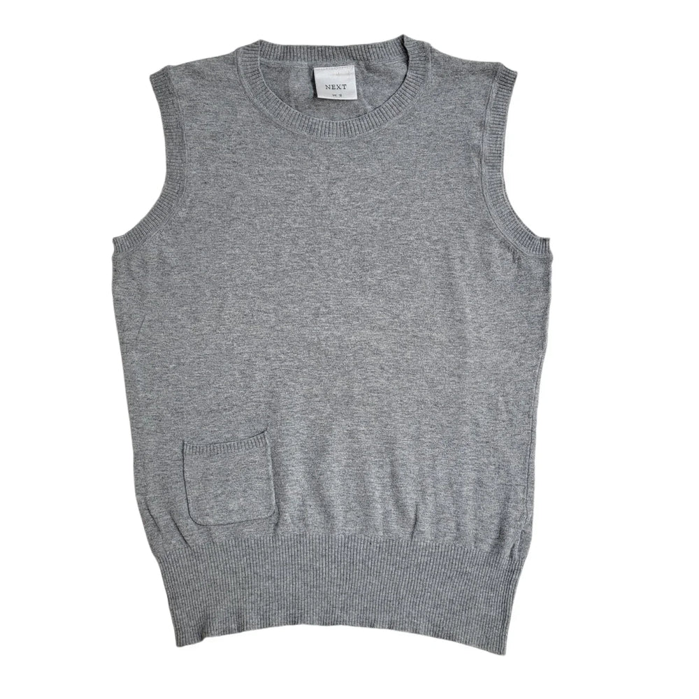 Next Grey Vintage Y2K Sleeveless Round Neck Top UK Women's Size 12