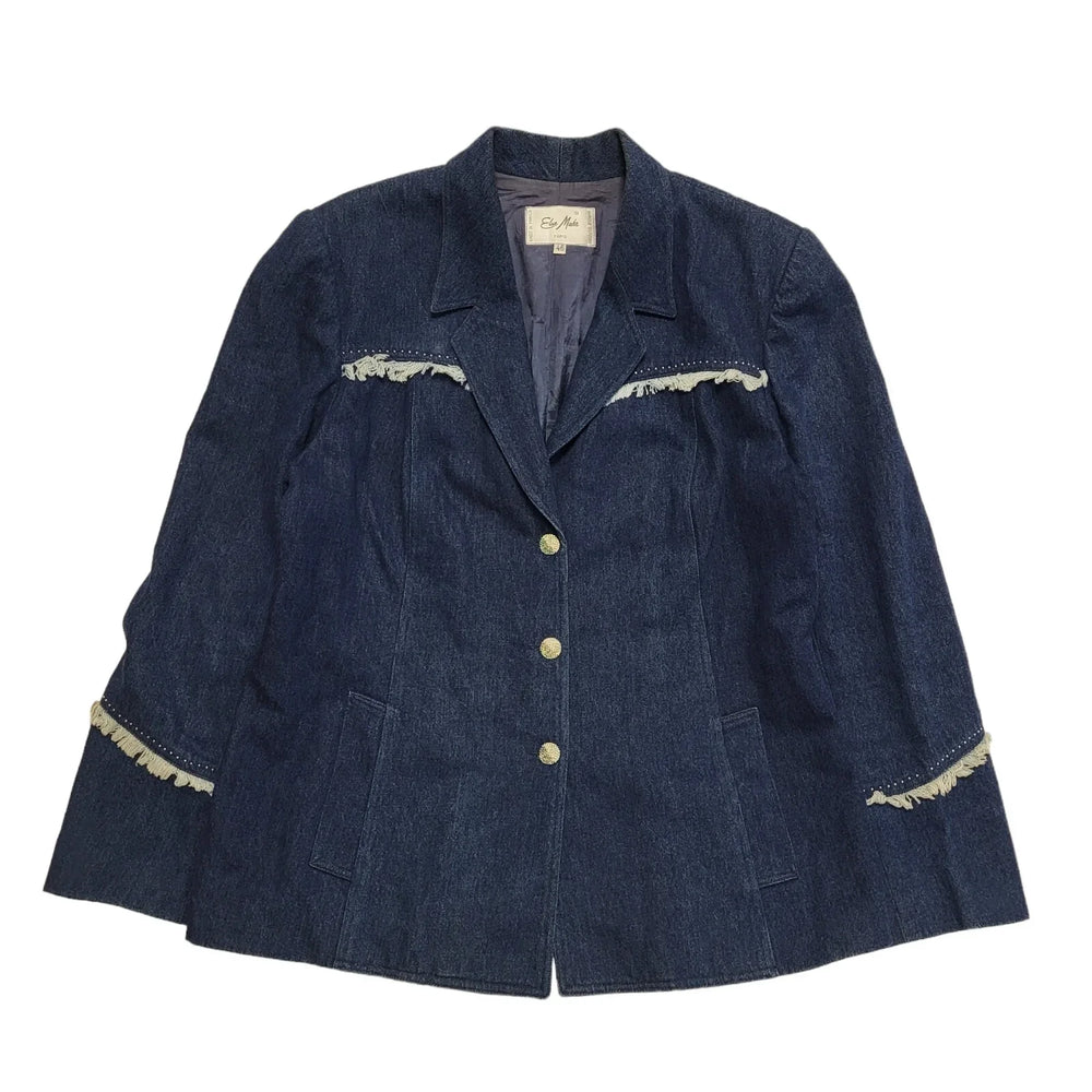 Vintage 90s Navy Blue Button Casual Jacket Uk Women's Size 18
