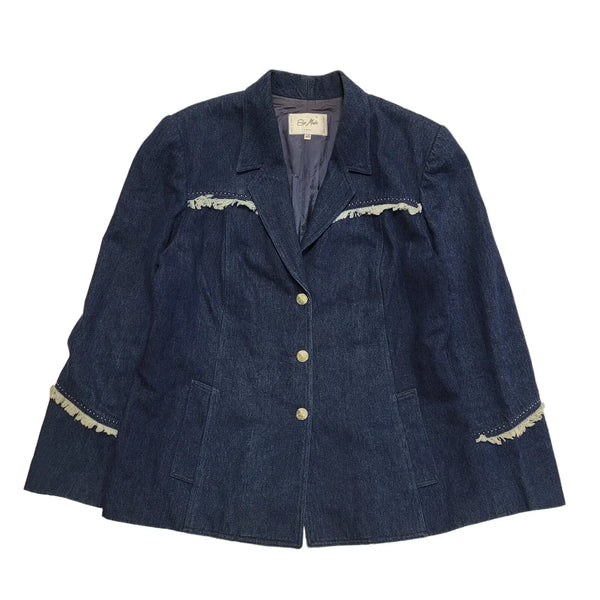 Vintage 90s Navy Blue Button Casual Jacket Uk Women's Size 18