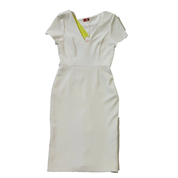 Wonderland White Yellow Bodycon Evening Formal Dress Women's UK 10 BNWT H910