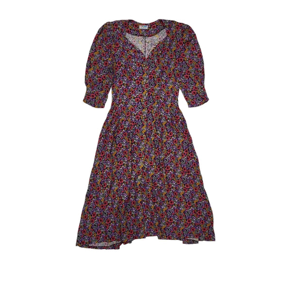 Miss Selfridge 80s Vintage Pink & Purple Floral Buttoned Dress Women's 10