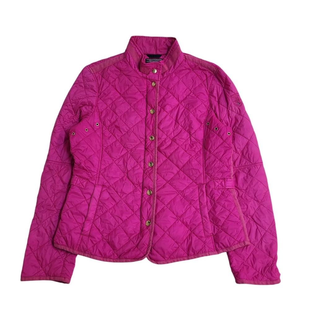 Tommy Hilfiger Pink Snap Casual Quilted Jacket Uk Women's Size L EE894