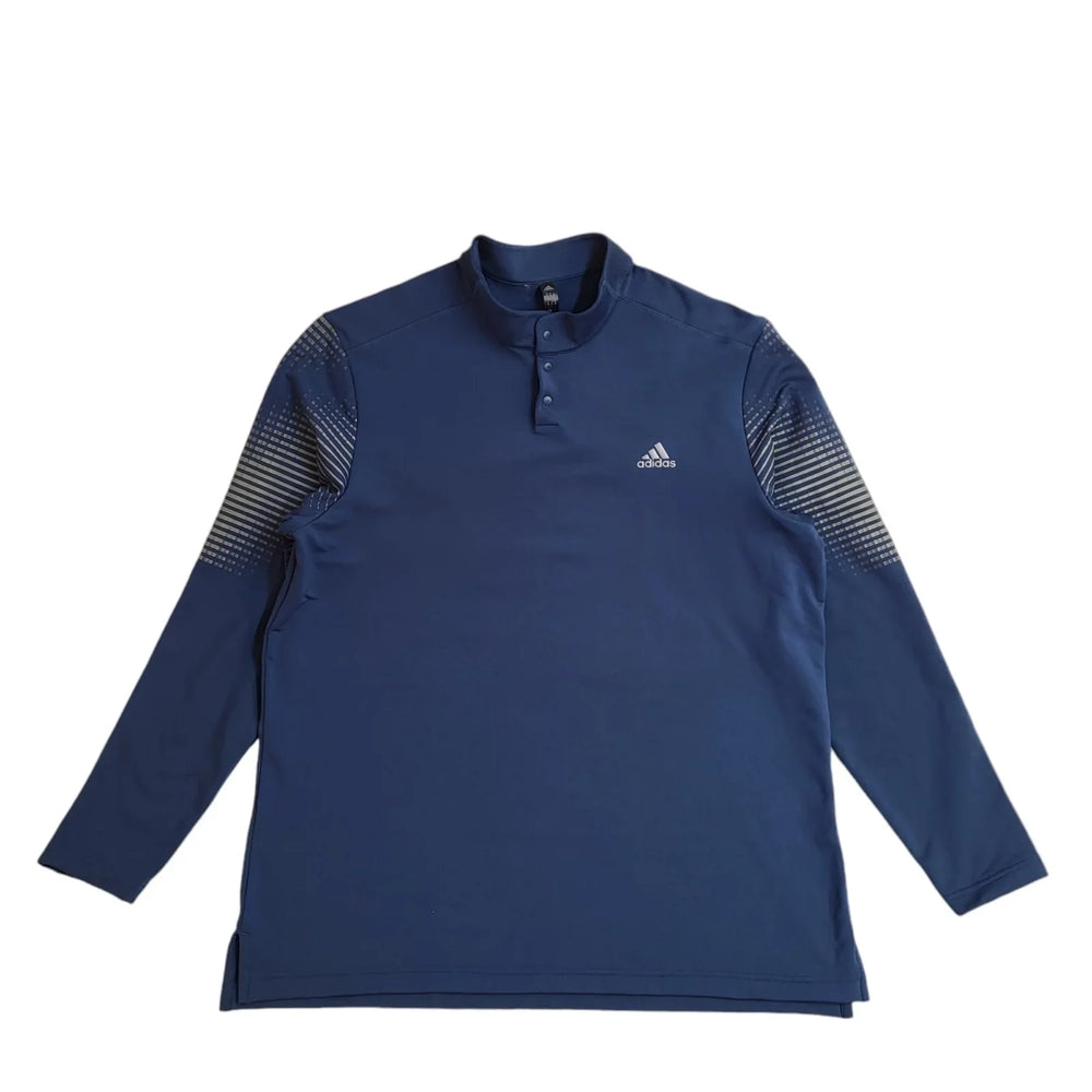 Adidas 1/4 Snap Button Casual Sports Top Blue Men's UK XL EE653