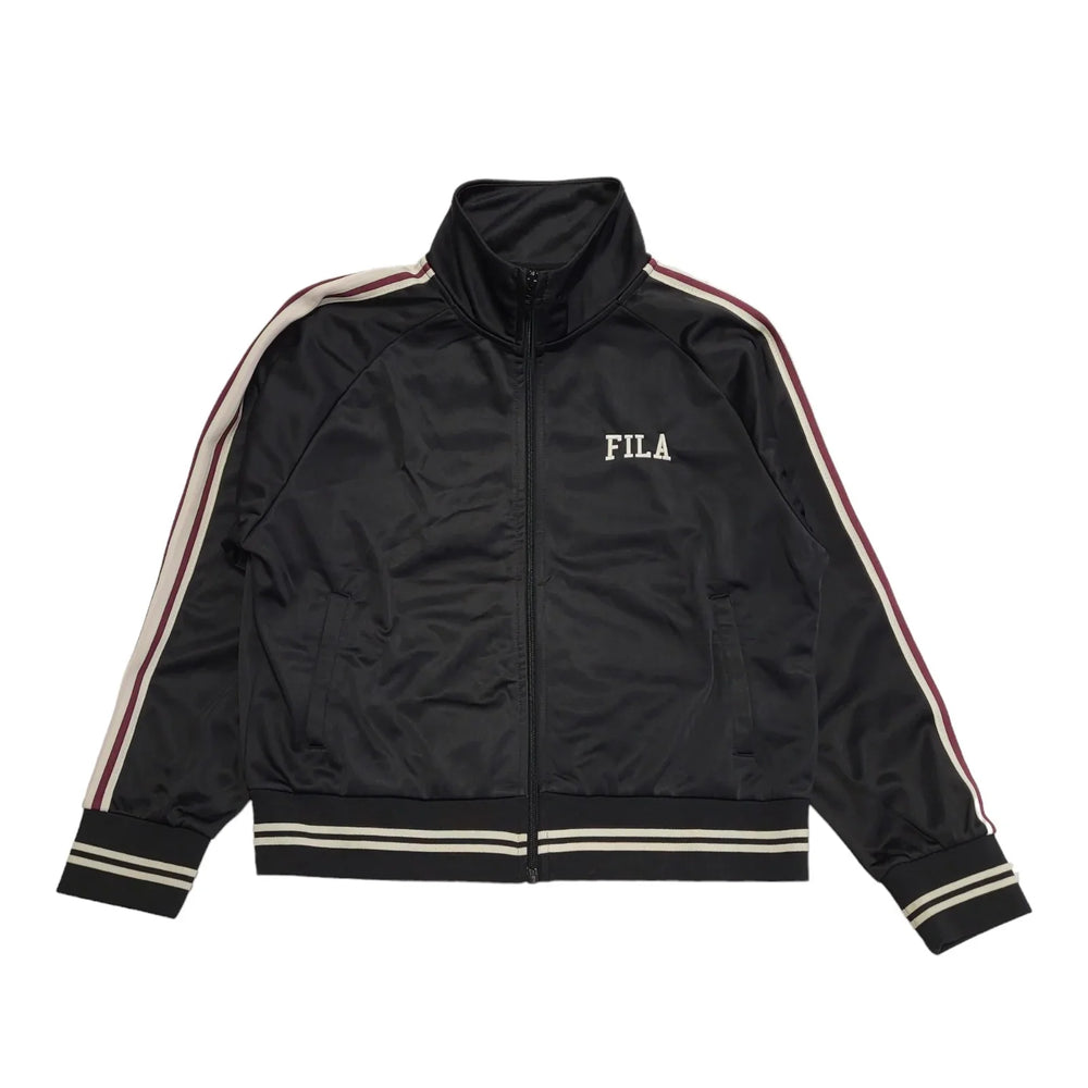 Fila Black White Trim Zipped Tracksuit Top Jacket Women's UK 14 BB206