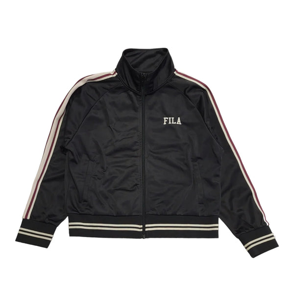 Fila Black White Trim Zipped Tracksuit Top Jacket Women's UK 14 BB206