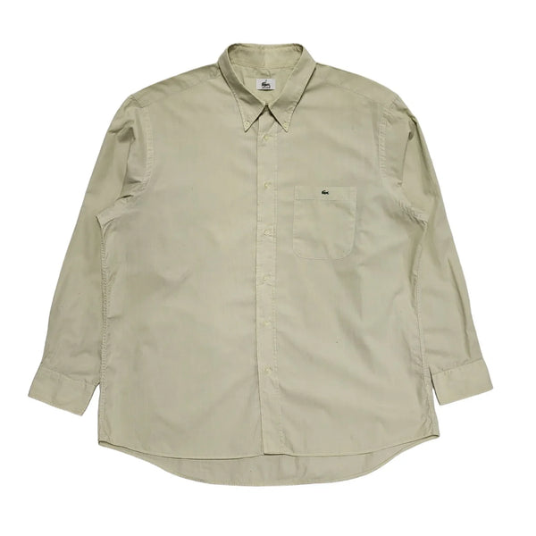 Lacoste Vintage Y2K Green Regular Fit Long Sleeve Shirt Mens UK Size XL
