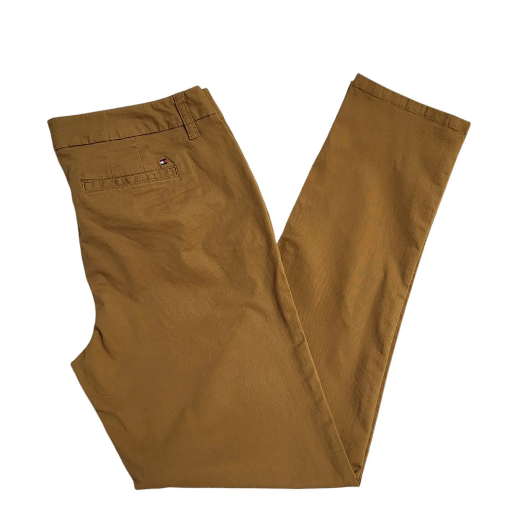 Tommy Hilfiger 90s Vintage Brown Straight Chino Trousers Uk Women's 14 W32 L30