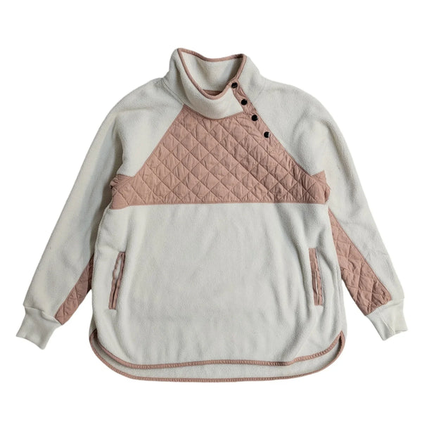 Abercrombie & Fitch White & Pink Fleece Jumper Uk Women's Size XL EE780