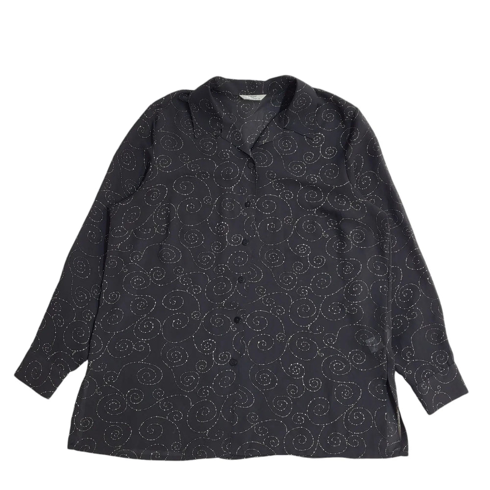 Marks and Spencer Black & Gold 90's Long Sleeve Swirl Shirt Women's UK Size 16
