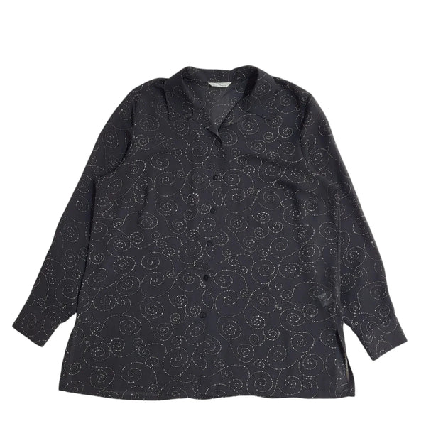 Marks and Spencer Black & Gold 90's Long Sleeve Swirl Shirt Women's UK Size 16