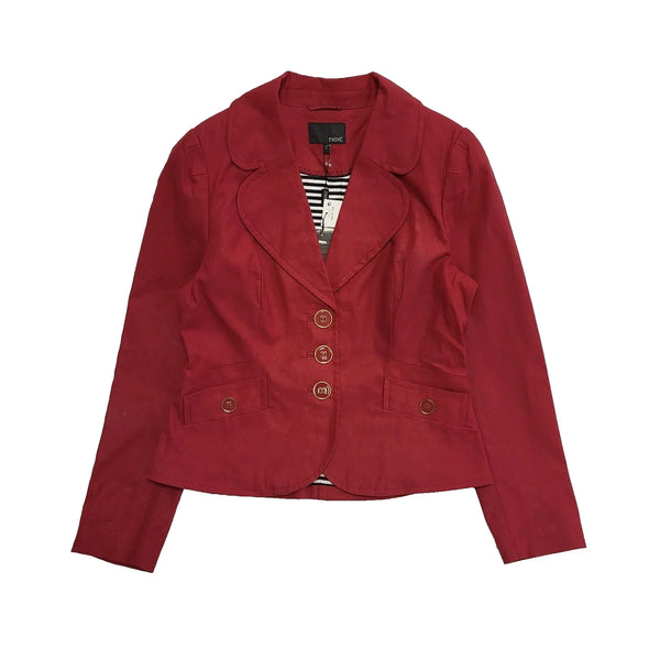 Next Red Collared Suit Blazer Jacket UK Women's Size 14 L596