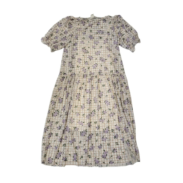 River Island Short Sleeve White Purple Daywear Shift Dress Women's 10 Bnwt EE111