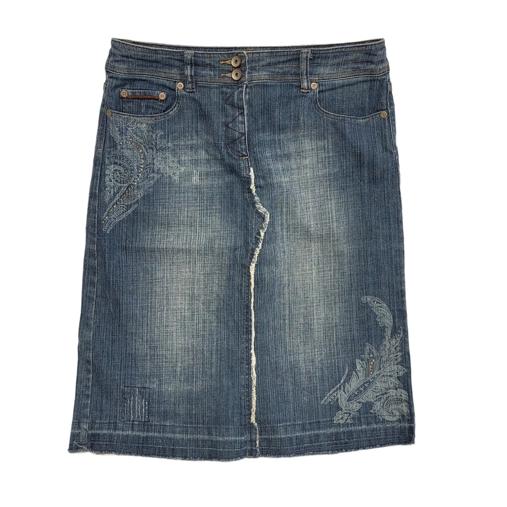 Next Vintage Y2K   Midi A-Line Denim Skirt Womens UK 12 W30
