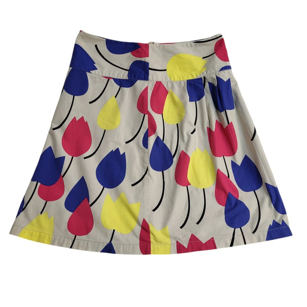 Laura Ashley 90's Vintage Beige Blue Floral Skirt Uk Women's Size 12
