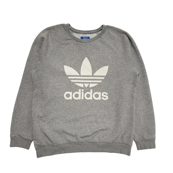 Adidas Grey Crew Neck L/Sleeve Sports Sweatshirt UK Men's L K997