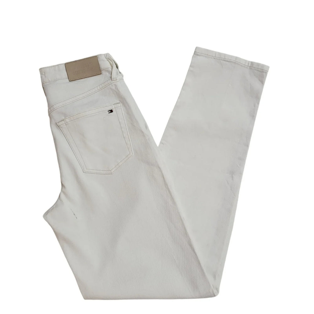 Tommy Hilfiger White Straight Denim Jeans Uk Women's 8 W26 L30 EE256