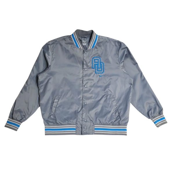 Nike Grey & Blue Snap Fasten Windbreaker Y2K Jacket UK Men's Size XXL