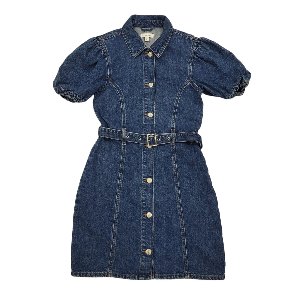 Topshop Blue Short Sleeve Denim Casual Dress Uk Women's Size 8 Bnwt BB976