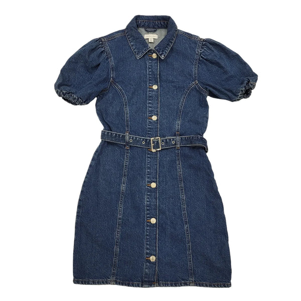 Topshop Blue Short Sleeve Denim Casual Dress Uk Women's Size 8 Bnwt BB976