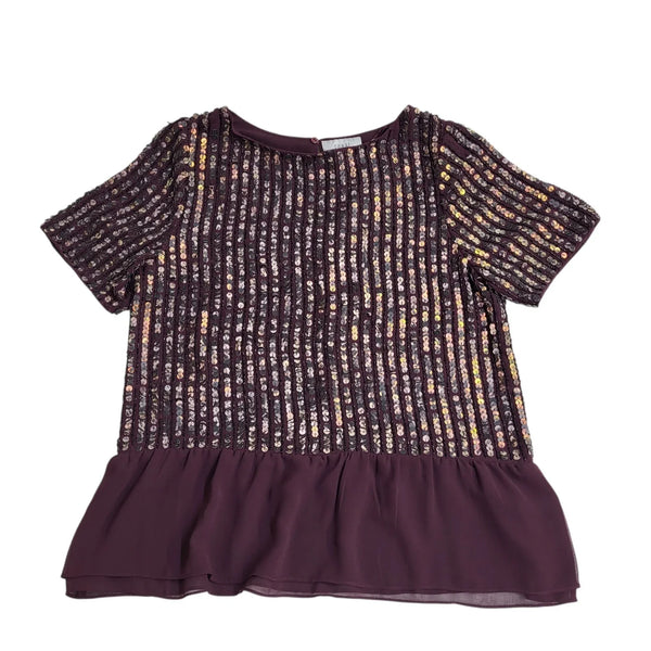 Coast Amiath Sequin Peplum Top Blouse Burgundy Women's Size 16 Bnwt L780