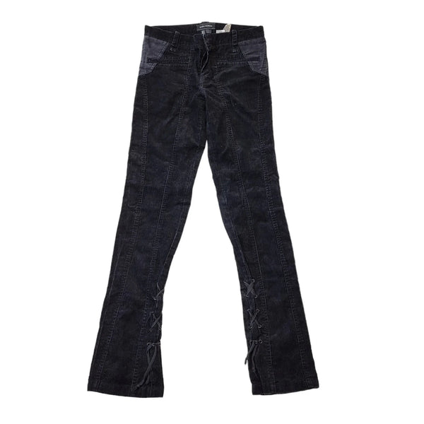 Zara Corduroy Y2K Black Skinny Trousers Women's Size 8 W26 L33